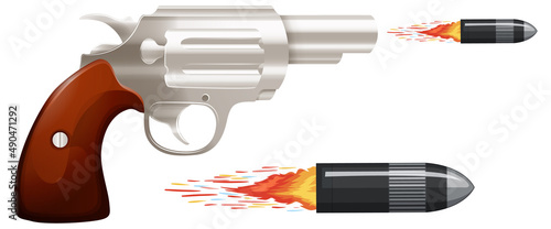 Pistol gun with bullets