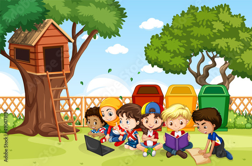 Kids doing work in the garden