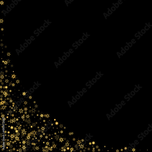 Falling Snow flakes golden pattern Holiday Vector