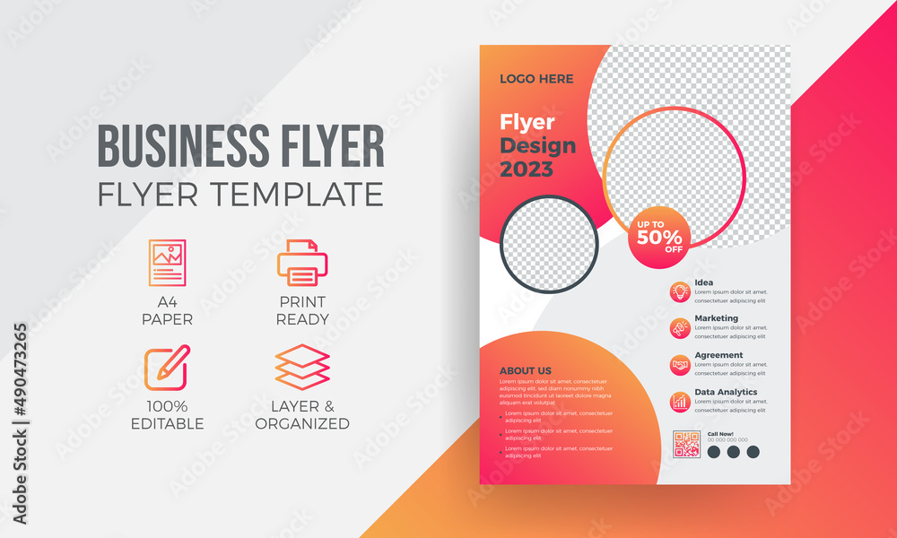 Modern flyer business leaflet template or gradient flyer design concept