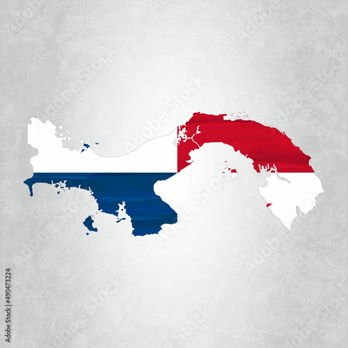 Panama map with flag