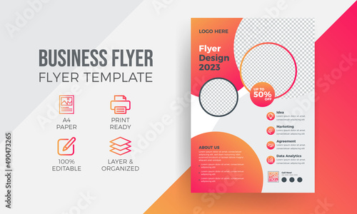 Modern flyer business leaflet template or gradient flyer design concept