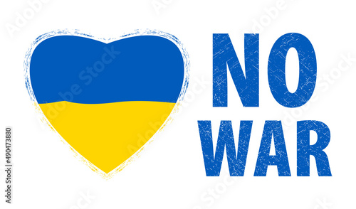 NO WAR IN UKRAINE. Heart from Ukraine flag  vector illustration on white background. No war in Ukraine grunge. Save Ukraine from russia. EPS10.