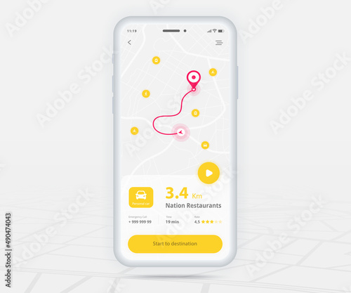 Map GPS navigation app ux ui concept, Mobile map application, Smartphone App search map navigation, Technology map, City navigation maps, City street, gps tracking, Location tracker, Vector