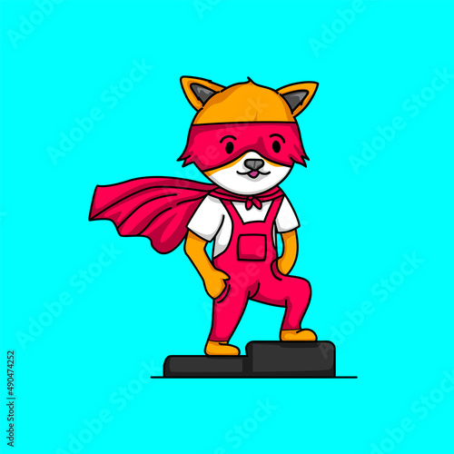 Cute superhero cat illustration