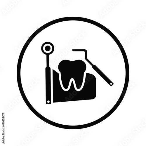 Teeth surgery icon. Black vector graphics.