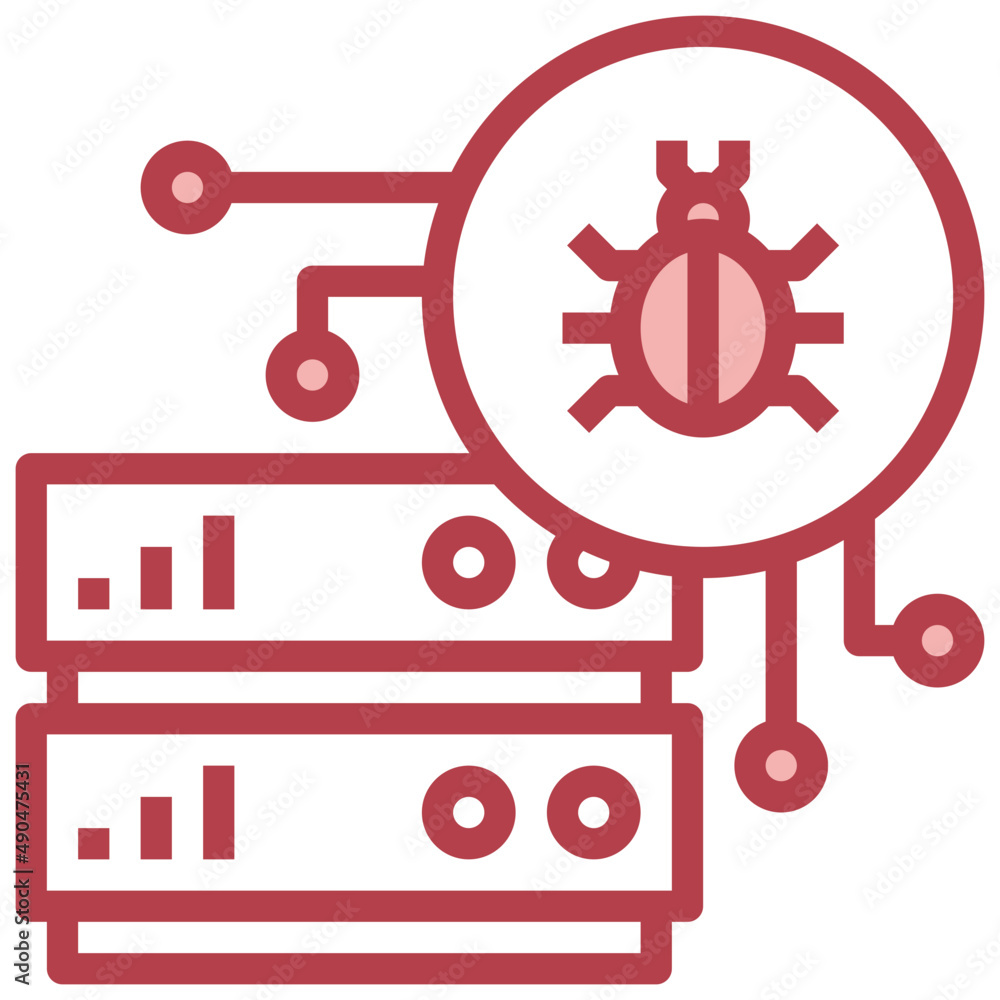 SERVER red line icon,linear,outline,graphic,illustration