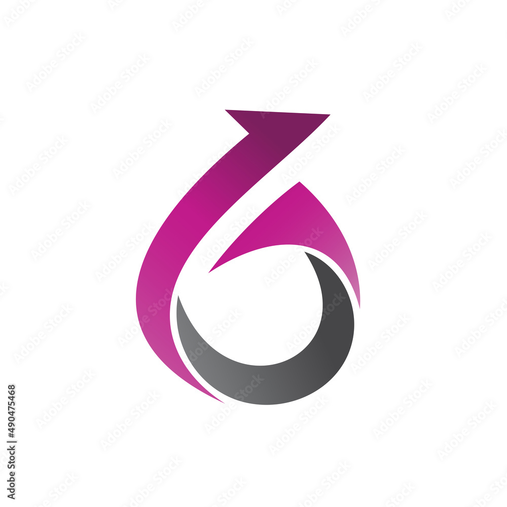 Obraz premium Number Six With Arrow Logo Vector