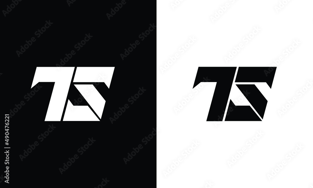 letter TS monogram logo white black background Stock Vector | Adobe Stock