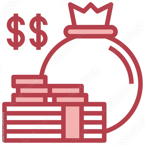 FUNDING red line icon,linear,outline,graphic,illustration