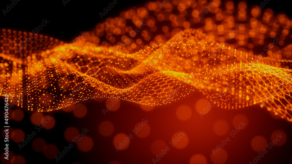Sound Wave and Audio Technology Concept. Orange, Futuristic Digital ...