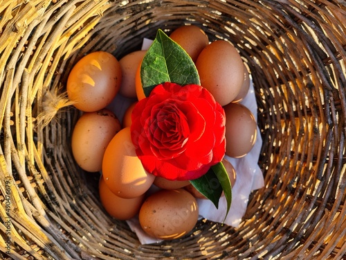 easter eggs and flowers