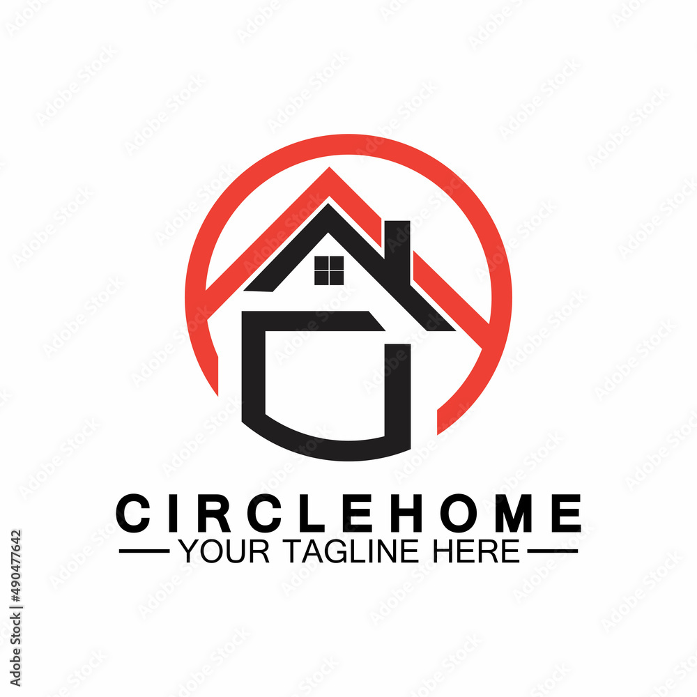 Fototapeta premium Home circle concept logo symbol vector illustration design