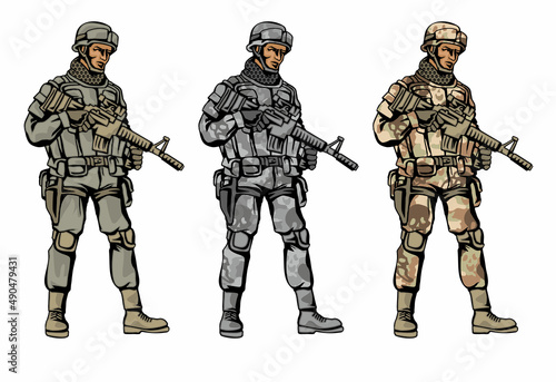soldier with a gun in camouflage
