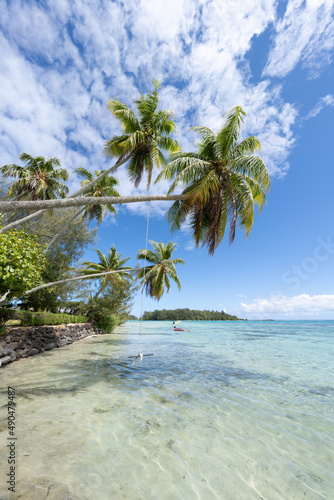 Tropical beach on Moorea island  French Polynesia