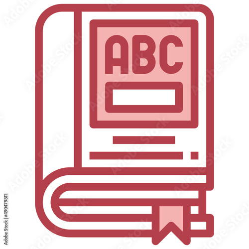 ALPHABET BOOK red line icon,linear,outline,graphic,illustration