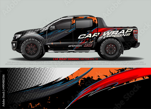 Racing Car Decal Graphic Vector  wrap vinyl sticker. Graphic abstract stripe designs for Racing vehicles.