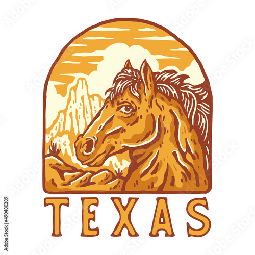 Texas horse badge illustration