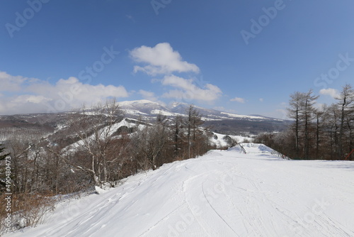 Snow scene of Sugadaira Plateau in early spring