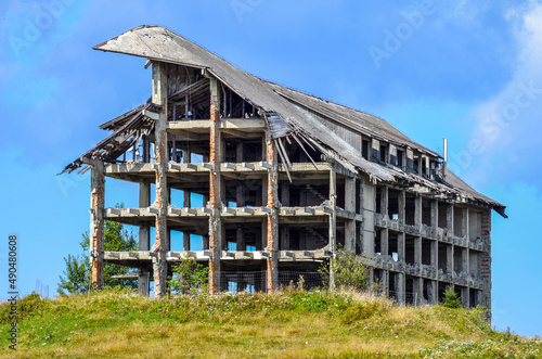 construction ruins - abandoned hotel
