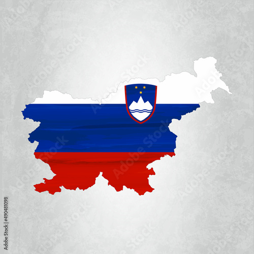 Slovenia map with flag