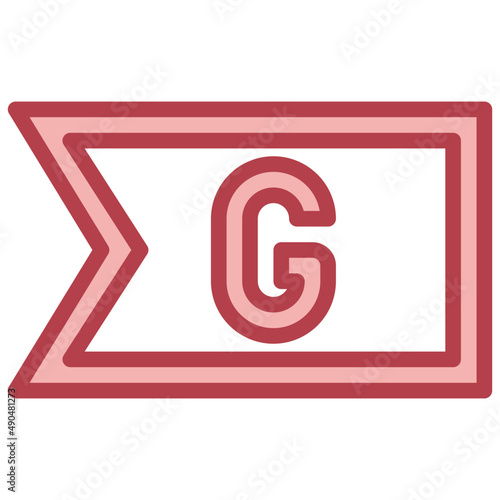 GUANINE red line icon,linear,outline,graphic,illustration