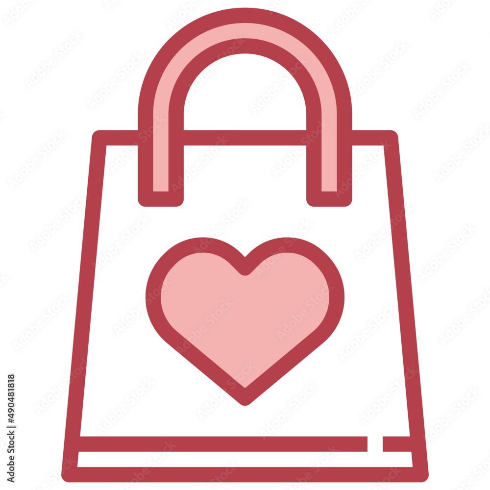 SHOPPING BAG red line icon,linear,outline,graphic,illustration SHOPPING BAG red line icon,linear,outline,graphic,illustration