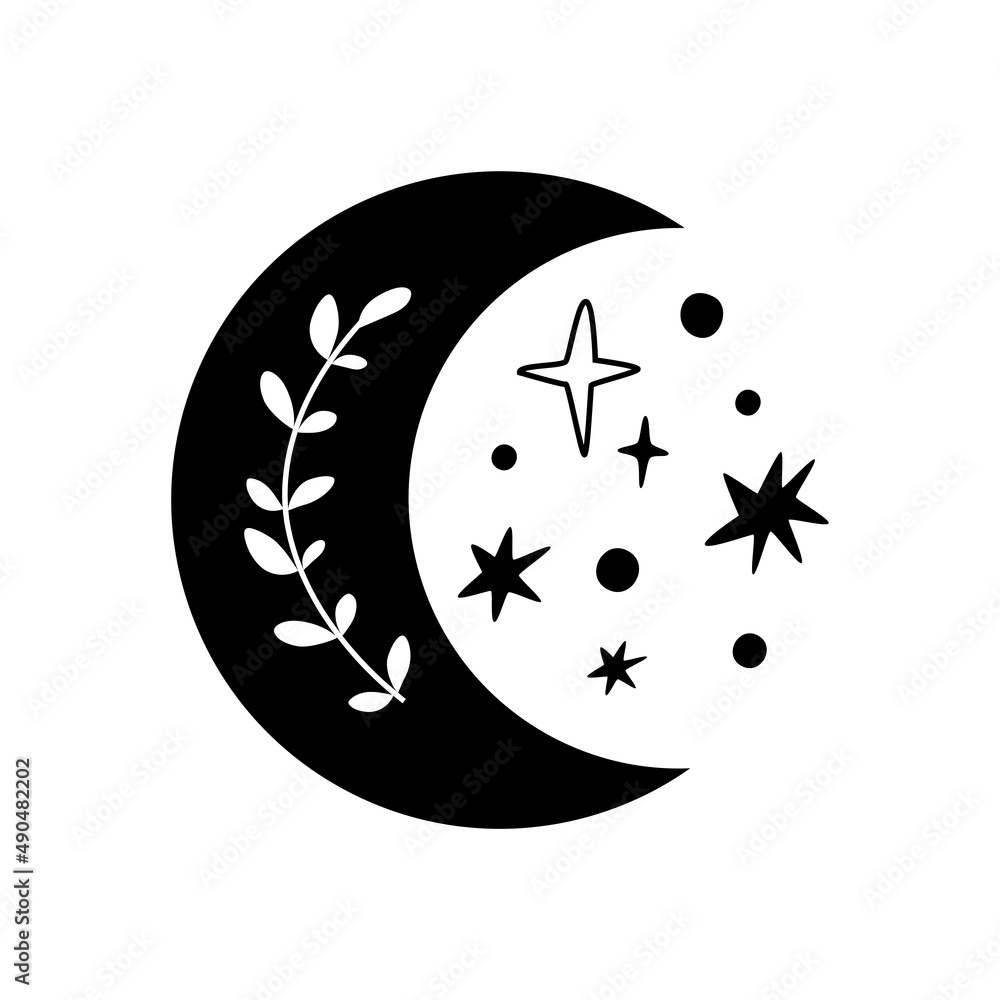 celestial moon with ornaments logo design 12148963 Vector Art at