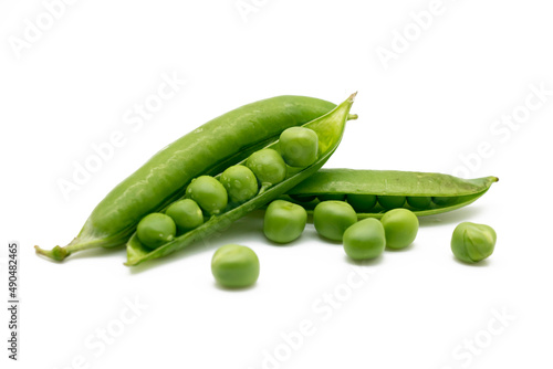 Fresh green pea isolated on white background with clipping path.