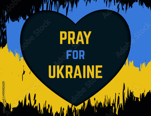 Pray for Ukraine concept on the Ukrainian flag background