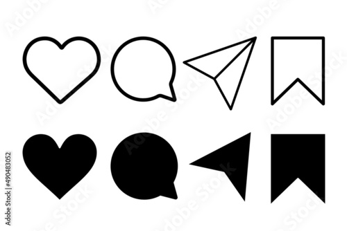 Instagram Media Icons. Like, Comment, Share, Save. 