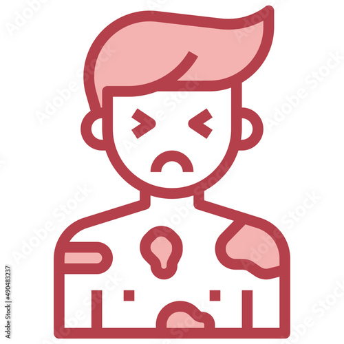 SKIN RASH red line icon,linear,outline,graphic,illustration