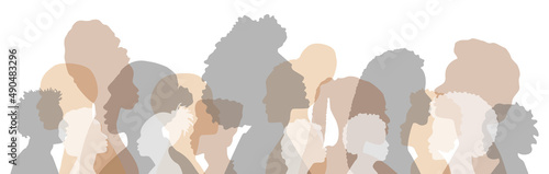 People stand side by side together. Flat vector illustration.