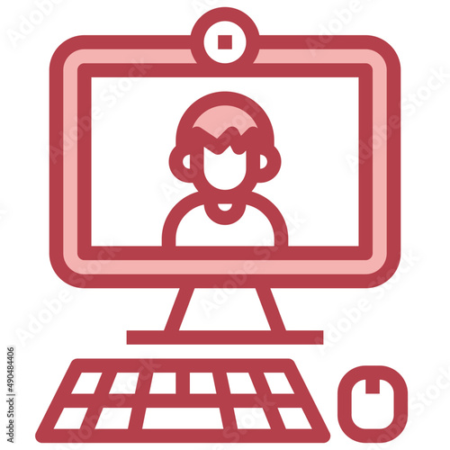 COMPUTER red line icon,linear,outline,graphic,illustration