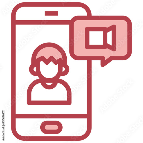 FACETIME red line icon,linear,outline,graphic,illustration