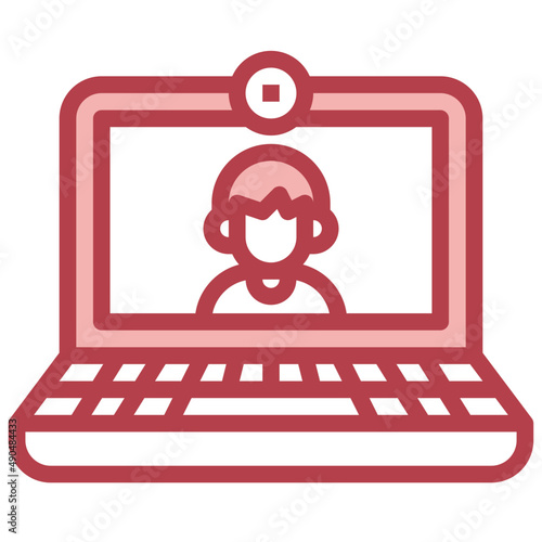 LAPTOP red line icon,linear,outline,graphic,illustration