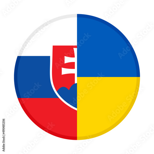 round icon with slovakia and ukraine flags isolated on white background