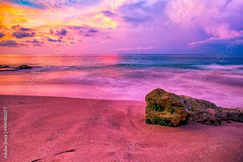 Tegal Wangi Beach, in Bali of Indonesia with a view sunset, clift and rocky. so, beautifull ... photo