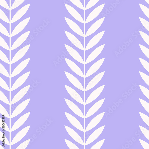 Botanical vector seamless pattern. Simple scandinavian floral design. Vertical stripes with leaves  nature inspired pastel toned print for fabric  wallpaper  wrapping paper and stationery
