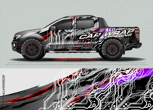 truck and car decal design vector kit. abstract background graphics for vehicle advertisement and vinyl wrap 
