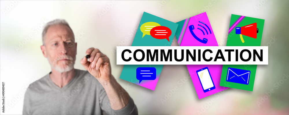 Man drawing communication concept Man drawing communication concept
