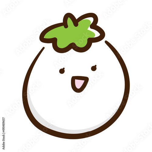 白なすのかわいいキャラクターの手書き風イラスト