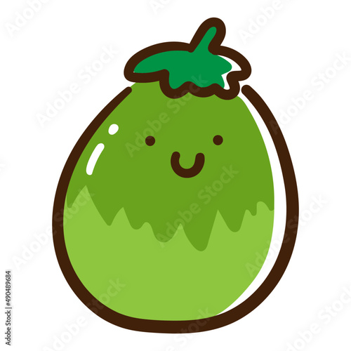 青ナスのかわいいキャラクターの手書き風イラスト