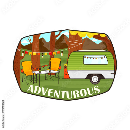 Stocker of traveling trailer in woods