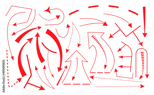 Red arrow set vector. Arrows signs for military map. ursor of troop movements