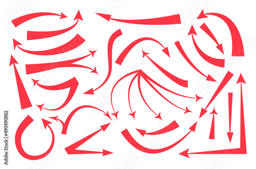 Red arrow set vector. Arrows signs for military map. ursor of troop movements