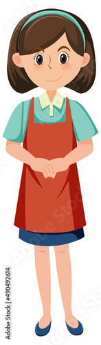 A housekeeper cartoon character on white background
