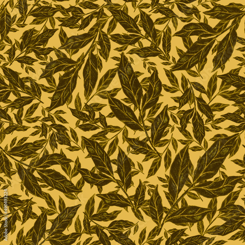 Watercolor seamless pattern with floral bouquets. Vintage botanical illustrat...