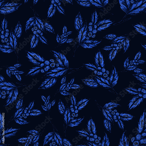 Watercolor seamless pattern with floral bouquets. Vintage botanical illustrat...