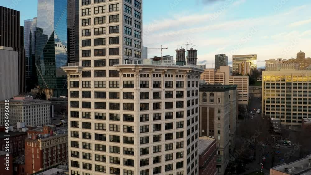 Rising shot of Pioneer Square's iconic Smith Tower. Rising shot of Pioneer Square's iconic Smith Tower.